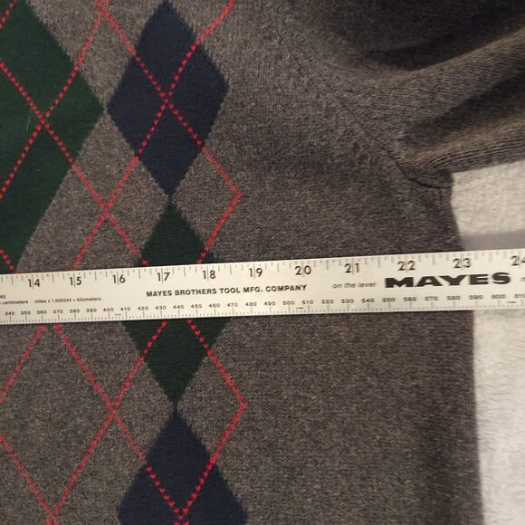 Tommy Hilfiger sweater mens size XL Chest 46 1/4 zip argyle cotton hipster Dad - Picture 13 of 16